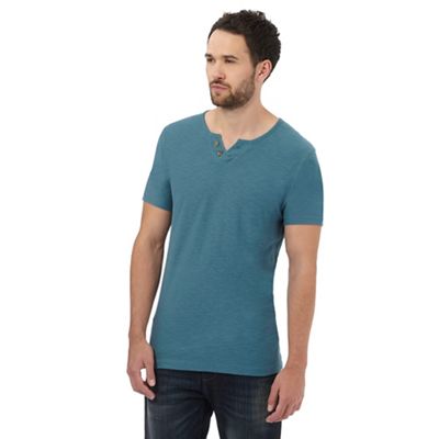 Mantaray Big and tall dark turquoise y neck t-shirt